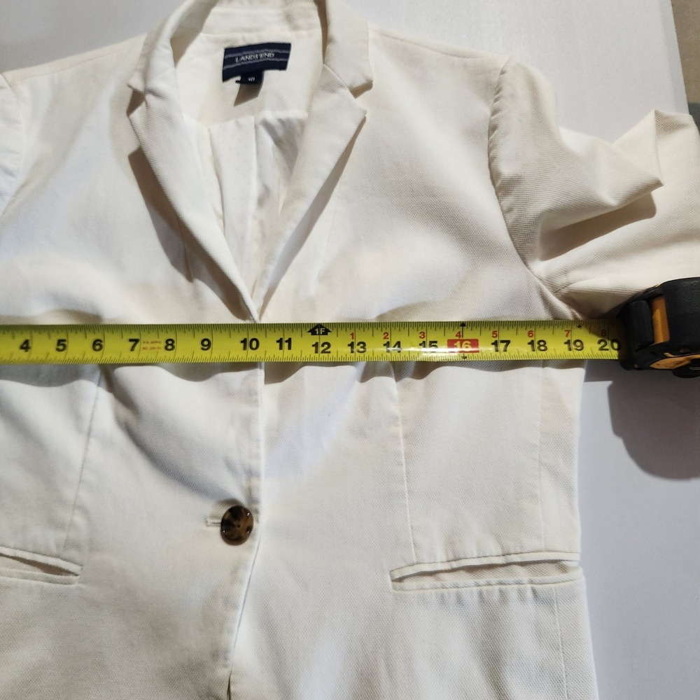 Lands' End Cotton Blazer Single Breast One Button 3/4 Sleeves 10 Polka Dot Lined - Picture 7 of 15
